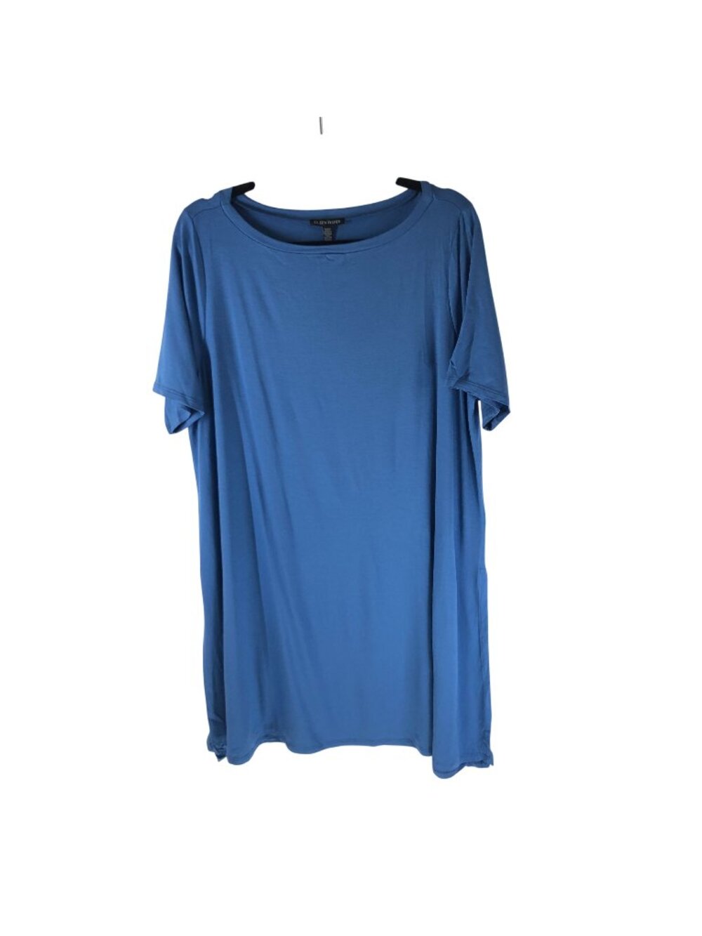 Eileen Fisher Womens Blue Short-Sleeve T-Shirt Dress XL Lyocell Blend Boat Neck